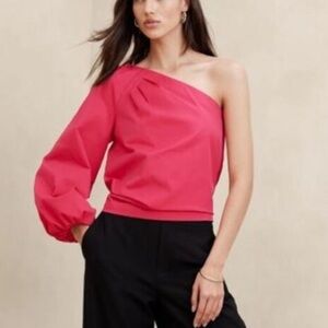 NWT Banana Republic Factory Taffeta One-Shoulder Top in Maui Rose Size XS